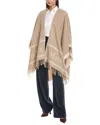 Max Mara Fringe Wool Poncho In Brown