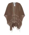 Max Mara Fringed Cape In Brown