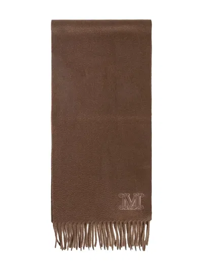 Max Mara Long Scarf Stole Wrap Fringed Edges In Brown