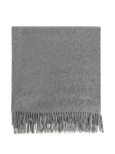 Max Mara Fringed Cashmere Scarf In Gray
