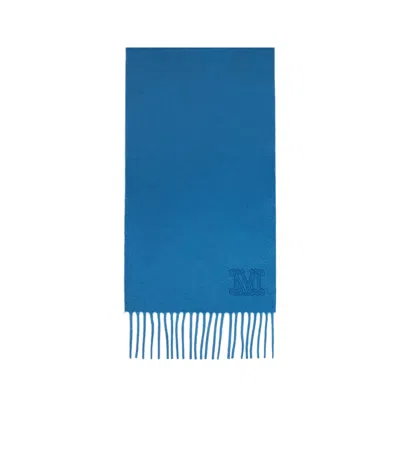 Max Mara Fringed Cashmere Shawl In Blue