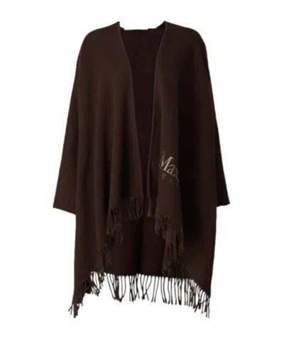 Max Mara Fringed Cloak In Black