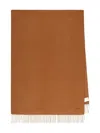 Max Mara Fringed Embroidered-logo Scarf In Brown