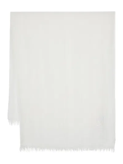 Max Mara Fringed Linen Scarf In White