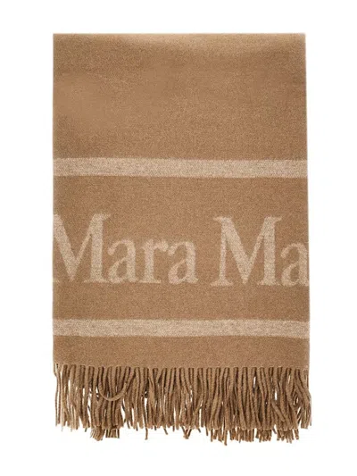 MAX MARA FRINGED LOGO SCARF