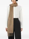 Max Mara Fringed Logo Scarf In Brown