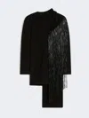 Max Mara Fringed Mini Dress In Black