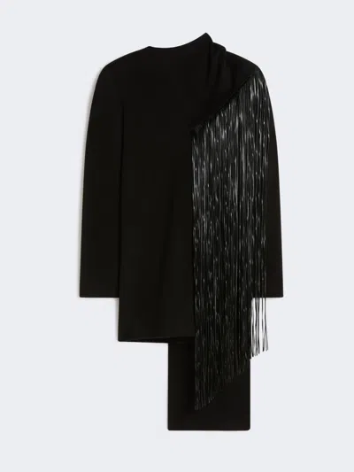 Max Mara Fringed Mini Dress In Black