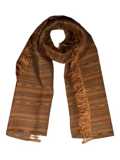 Max Mara Fringed Patterned Scarf In Brown