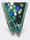 Max Mara Fringed Printed Silk Scarf In Green
