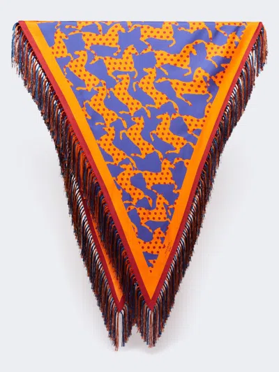 Max Mara Fringed Printed Silk Scarf In Multi
