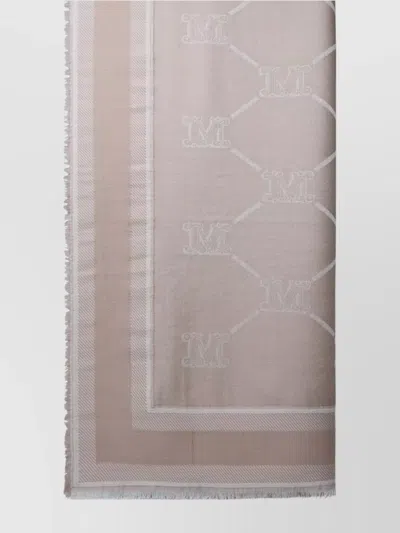 Max Mara Fringed Rectangular Silk Blend Scarf In Neutral