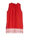 Max Mara Fringed Ruched Linen Blouse In Red