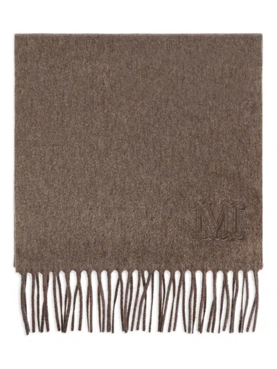 Max Mara Fringed Scarf In Brown