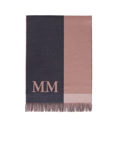 Max Mara Fringed Scarf In Black