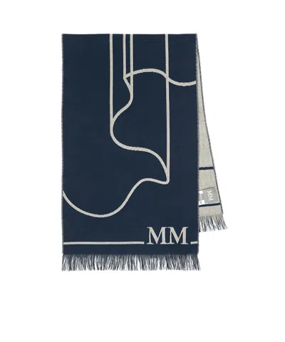 Max Mara Fringed Scarf In Blue