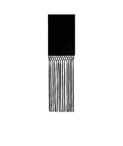 Max Mara Fringed Scarf In Black