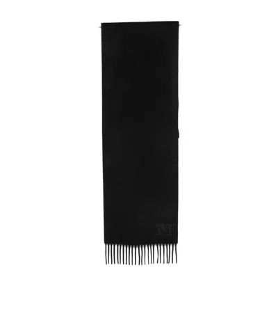 Max Mara Fringed Scarf In Black