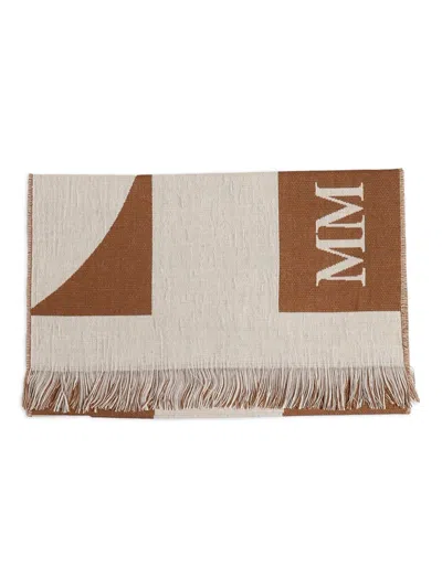 Max Mara Fringed Scarf In Brown