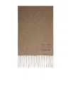 Max Mara Logo Embroidered Fringed Edge Scarf In Brown