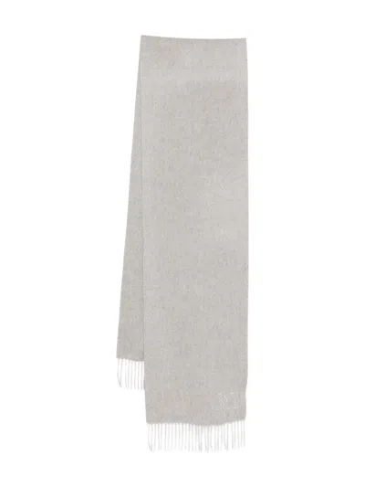 Max Mara Wadalia Long Scarf Fringed Edges In Gray