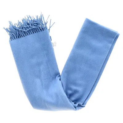 Max Mara Fringed Scarf In Blue Cashmere