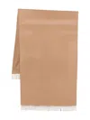 Max Mara Embroidered Monogram Cashmere Stole With Fringed Edges In Brown