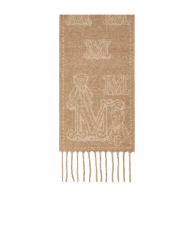 Max Mara Fringed Scarf In Nude
