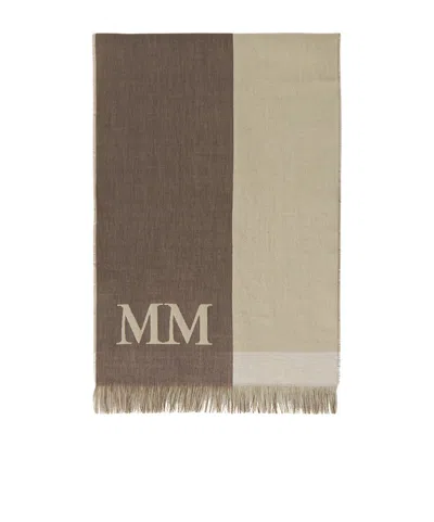 Max Mara Fringed Scarf In Nude