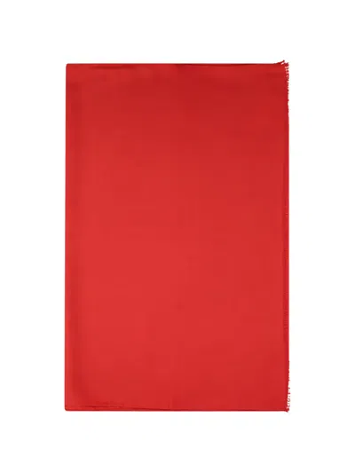 Max Mara Fringed Scarf In Red