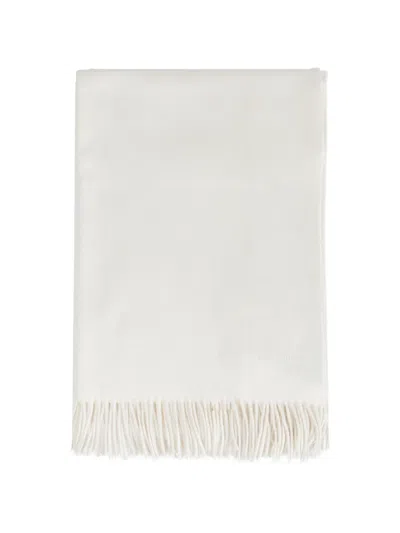Max Mara Fringed Scarf In White