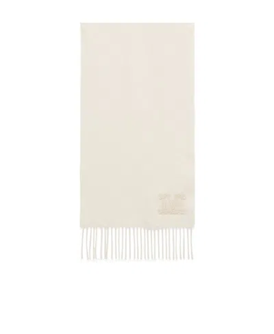 Max Mara Fringed Scarf In White