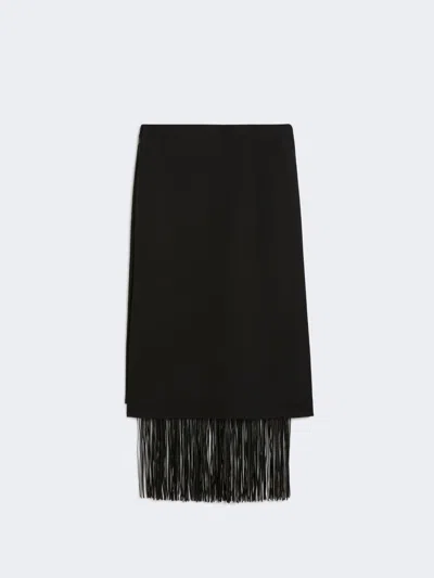 Max Mara Fringed Skirt In Black