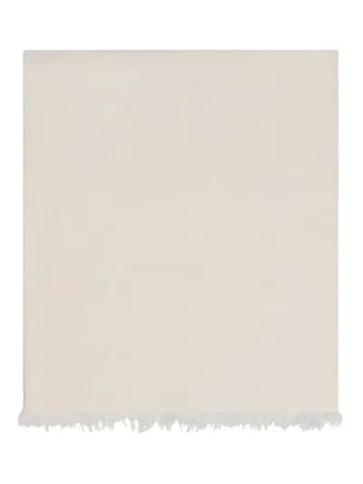 Max Mara Fringed Stole Scarve In White