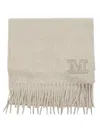 Max Mara Fringed Textured Scarf With Embroidered Logo In Multi
