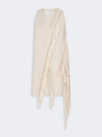 Max Mara Fringed Twill Mini Dress In Neutral