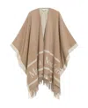 Max Mara Fringed Wool Cloak In Nude