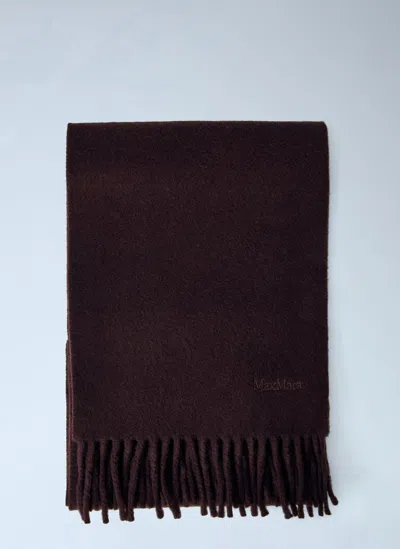 Max Mara Fringed Wool Scarf In Brown