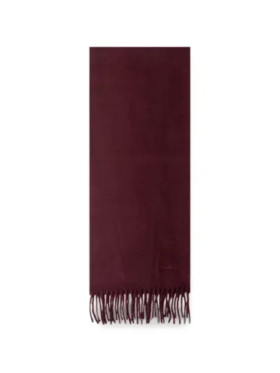 Max Mara Fringed Wool Scarf In Burgundy