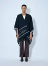 Max Mara Fringed Wool Wrap In Navy