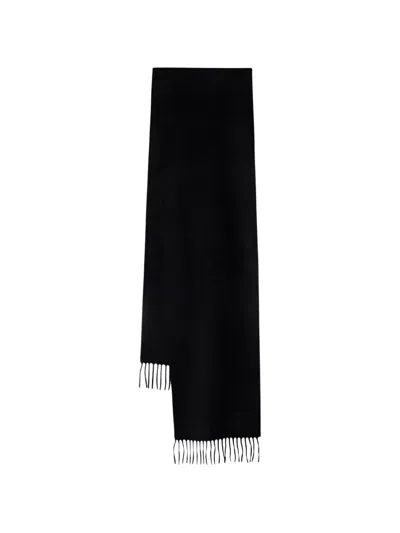 Max Mara Fringed-edge Logo-embroidered Scarf In Black