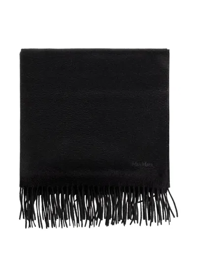 Max Mara Fringed-edge Scarf In Black