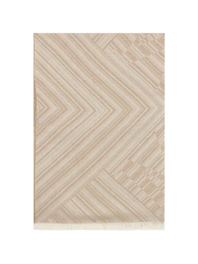 Max Mara Fringed-hem Striped Scarf In Gray