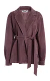 Max Mara Frisco Leather Jacket In Purple