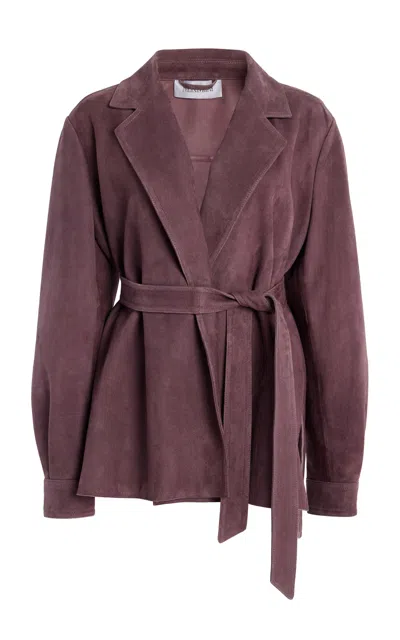 Max Mara Frisco Leather Jacket In Purple