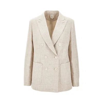 Max Mara Frisé Double-breasted Jacket In Beige