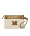 Max Mara Logo-patch Clutch Bag In Brown