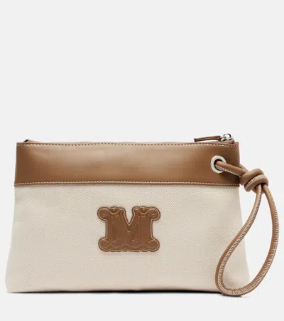 Max Mara Frisia Small Canvas Pouch In Sand