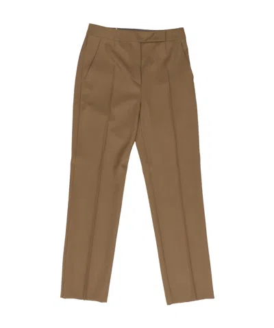 Max Mara Front Pleated Casual Pants In Brown