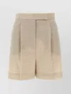 Max Mara Front Pleated Shorts With Back Buttoned Pockets